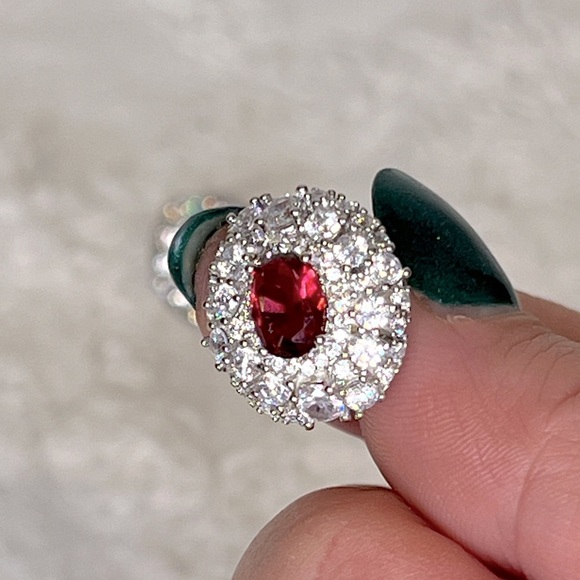 Sparkly Earrings • Garnet • Cubic Zirconia - Picture 6 of 6